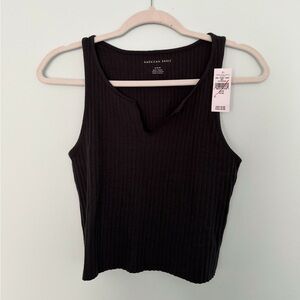 American Eagle Outfitters cropped Black V-Neck Tank Top